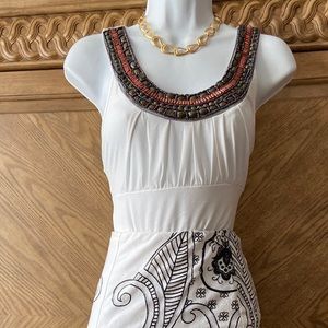 HeartSoul white beaded neck Empire Waist Tank top